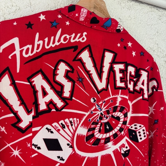 LA ROCKA by BC Ethic Las Vegas Pinup Burlesque Tiki Red Short Sleeve Shirt - Picture 6 of 9